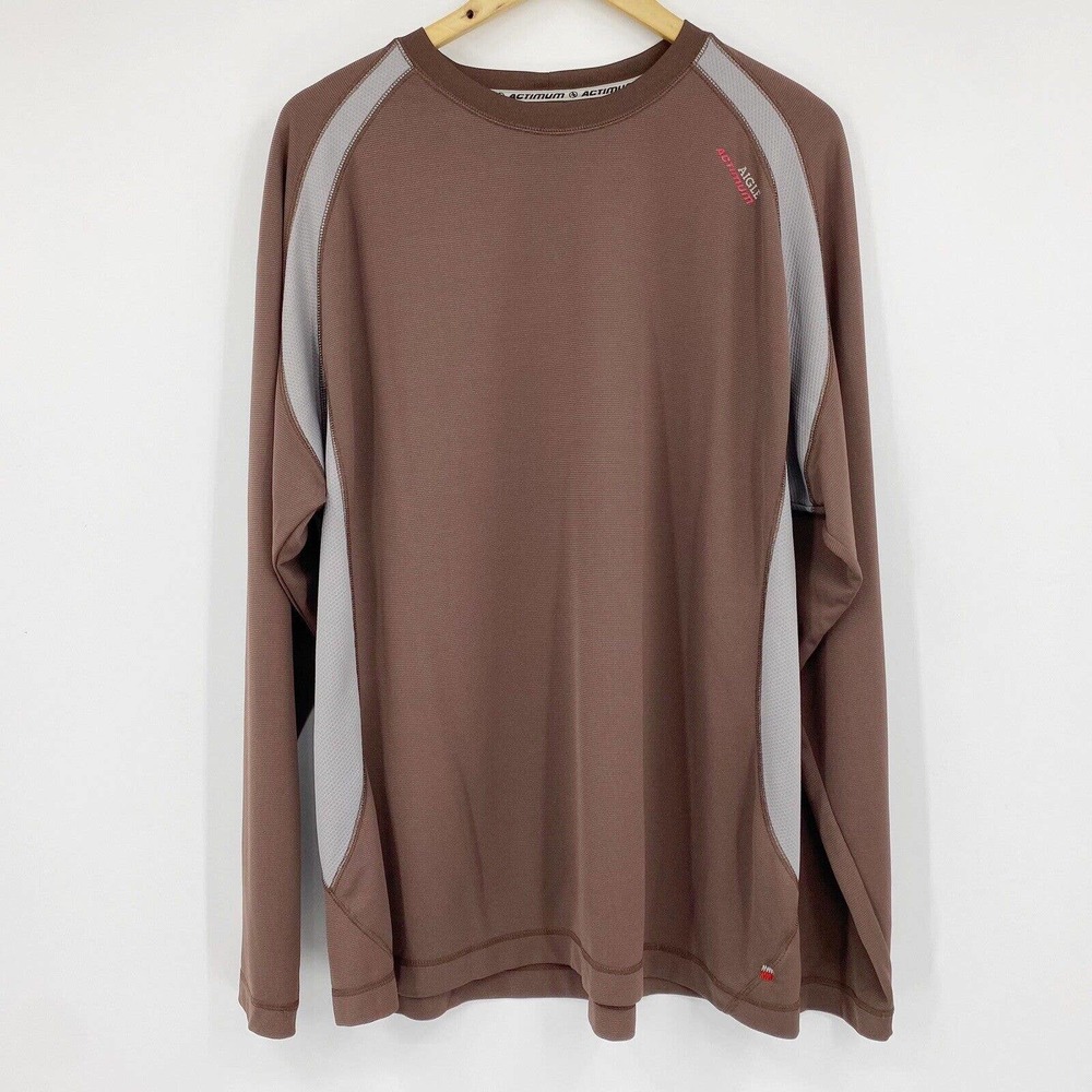 Aigle Actimum Long Sleeve Athletic Crew Shirt Brown Gray Sz XXL